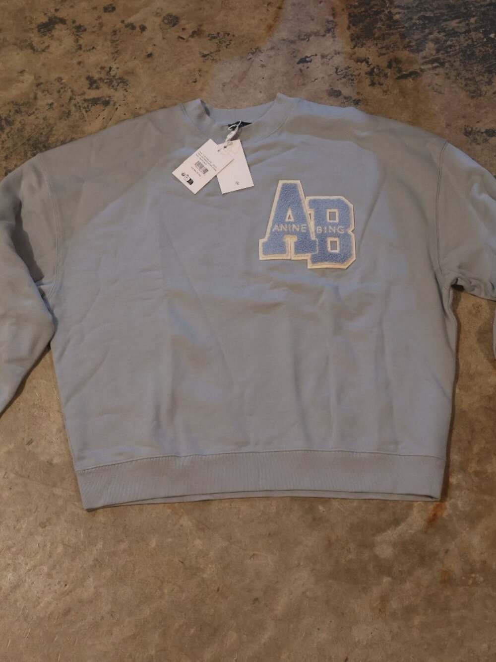 New Anine Bing Women's XS Letterman Sweatshirt Blue